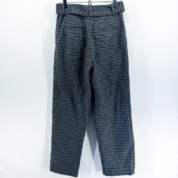 Aritzia Wilfred Gray Plaid Wool Cashmere Tie Front High Waisted Pants Size 6 - Picture 2 of 5